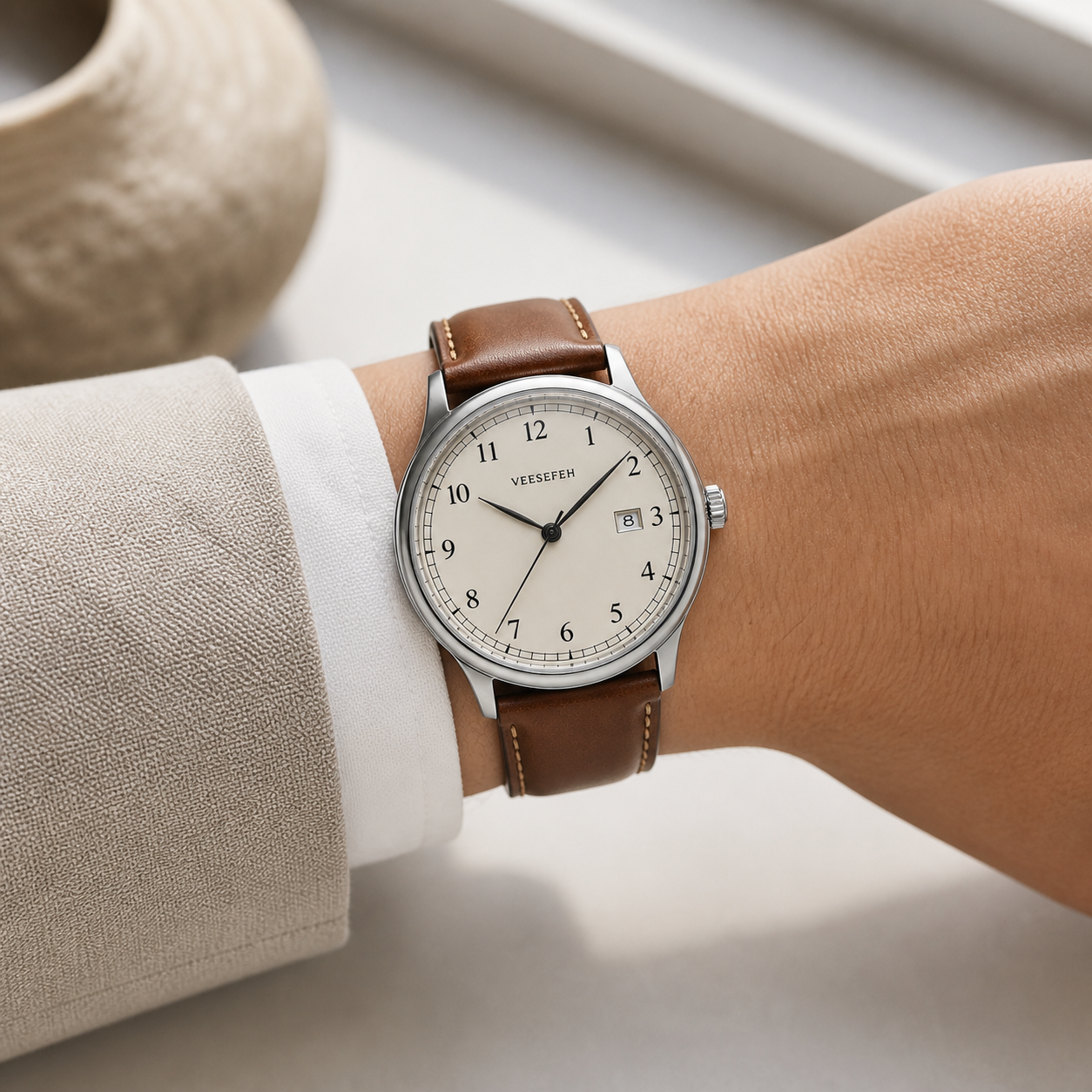 VEESEFEH Meridian watch in a refined editorial setting